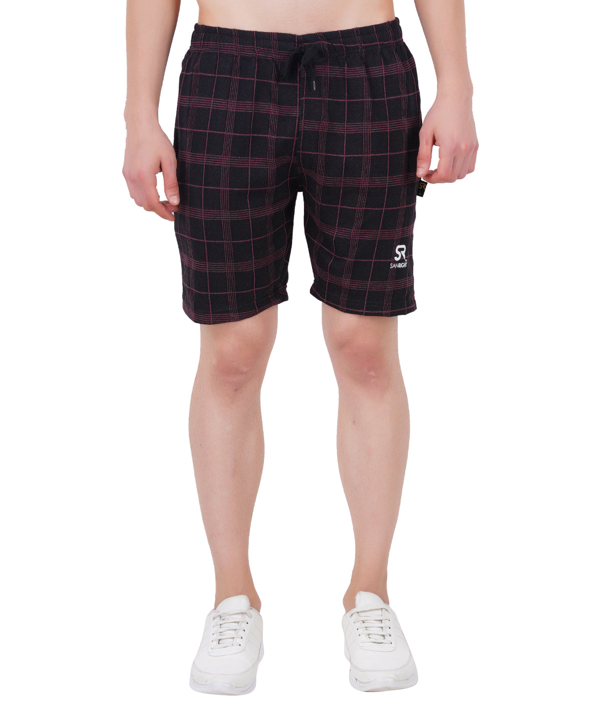 COTTON KNITTED SHORTS CHECKED - sanright