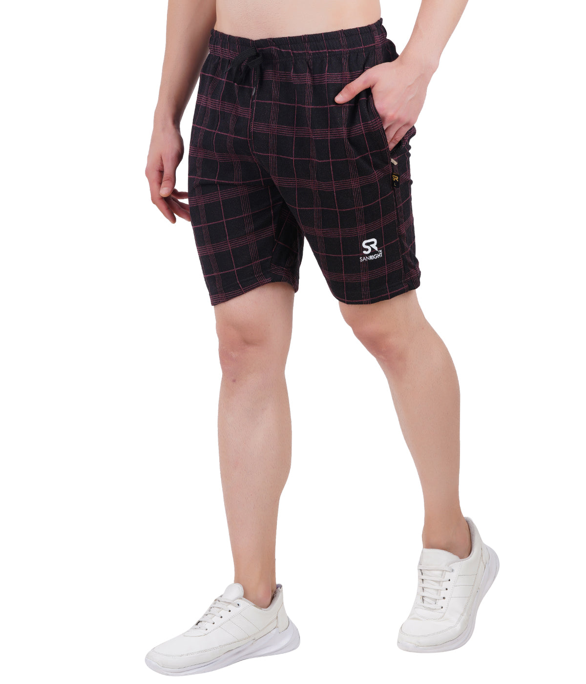 COTTON KNITTED SHORTS CHECKED - sanright