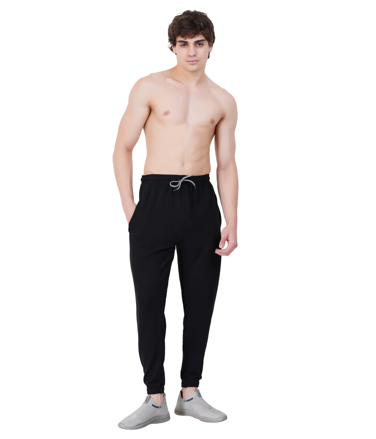 Self-Design Lycra Track Pants with Cuffs"HUNK"- BLACK