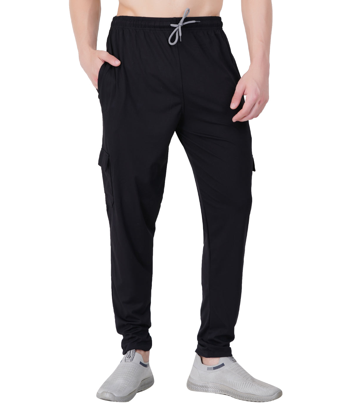 Men’s Micro-Lycra 5-Pocket Cargo Track Pants- BLACK