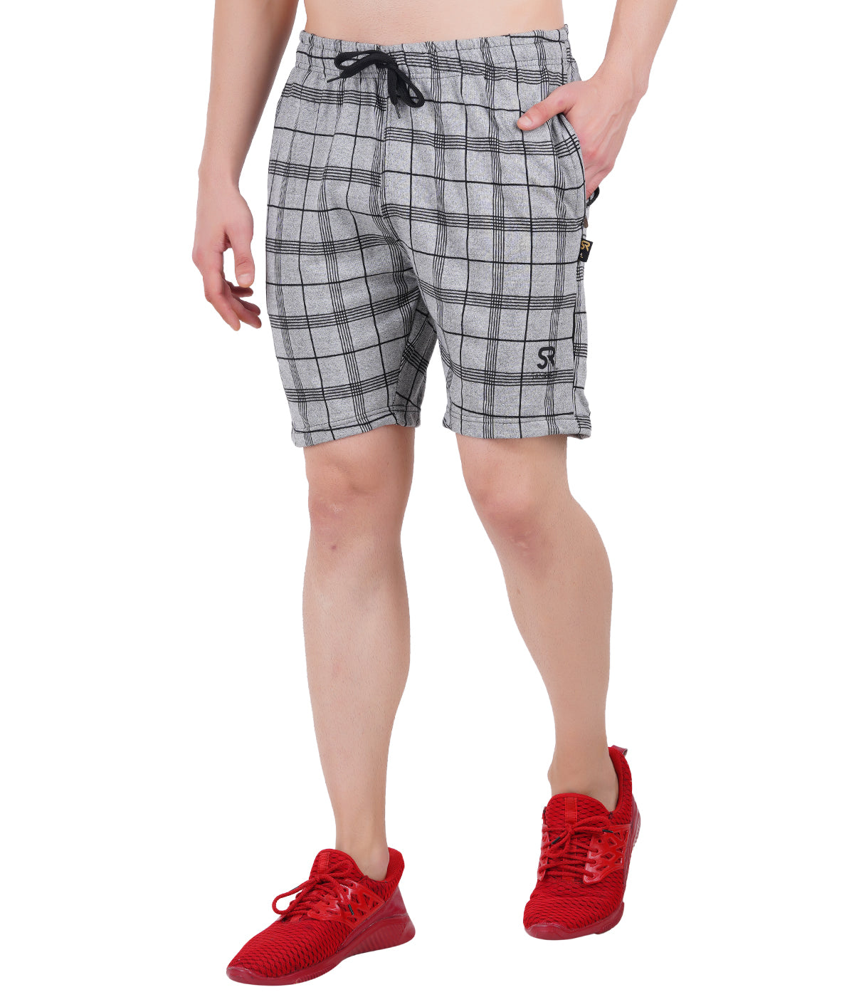 COTTON KNITTED SHORTS CHECKED - sanright