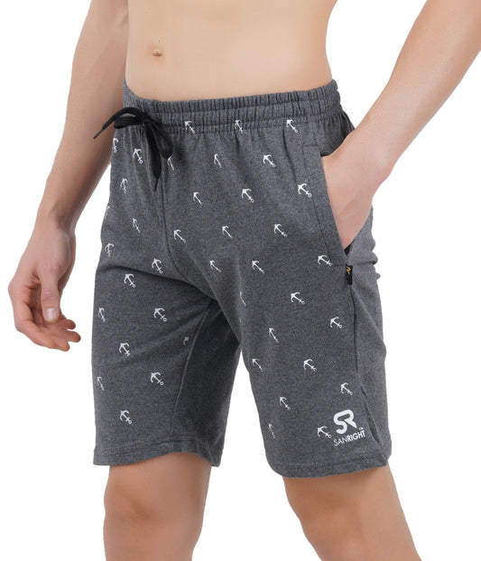 Men's Heavyweight 260 GSM Cotton Knit Shorts | Secure Zipper Pockets | STEEL GREY Anchor Edition