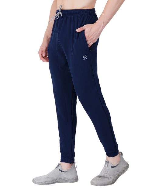 Self-Design Lycra Track Pants with Cuffs"HUNK"- NAVY