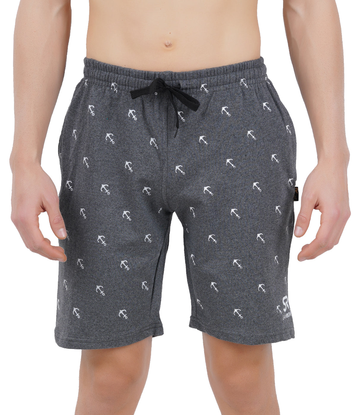 Men's Heavyweight 260 GSM Cotton Knit Shorts | Secure Zipper Pockets | STEEL GREY Anchor Edition
