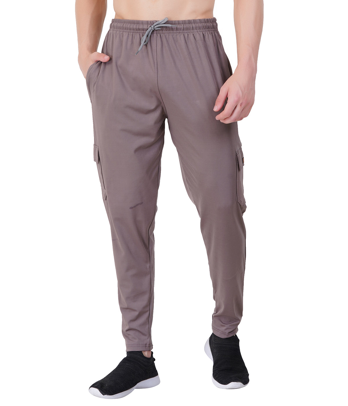 Men’s Micro-Lycra 5-Pocket Cargo Track Pants- LIGHT BROWN