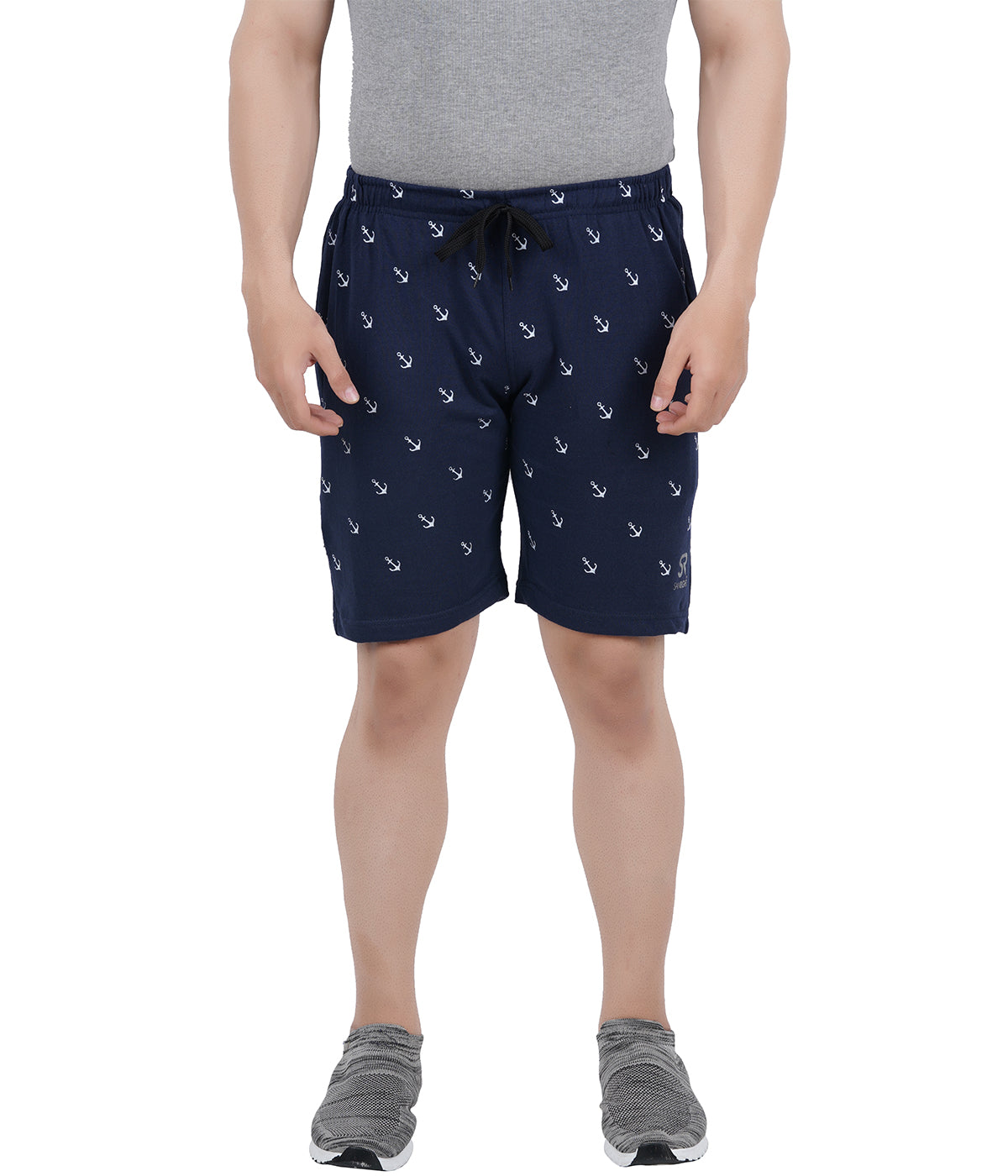 Men's Heavyweight 260 GSM Cotton Knit Shorts | Secure Zipper Pockets | Navy Anchor Edition