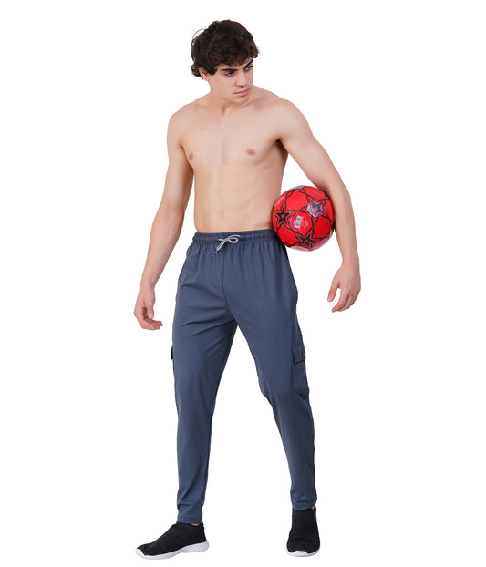 Men’s Micro-Lycra 5-Pocket Cargo Track Pants- DARK GREY
