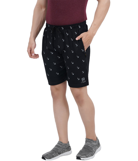 Men's Heavyweight 260 GSM Cotton Knit Shorts | Secure Zipper Pockets | BLACK Anchor Edition