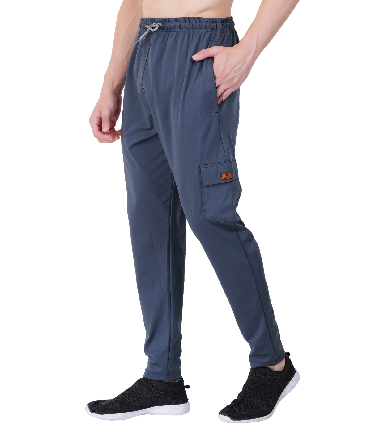Men’s Micro-Lycra 5-Pocket Cargo Track Pants- DARK GREY