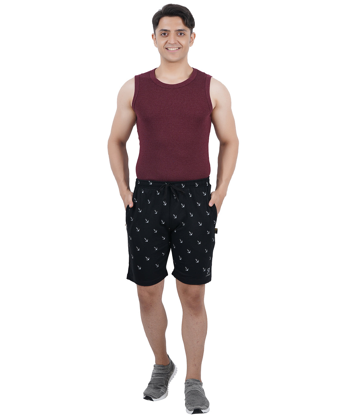 Men's Heavyweight 260 GSM Cotton Knit Shorts | Secure Zipper Pockets | BLACK Anchor Edition