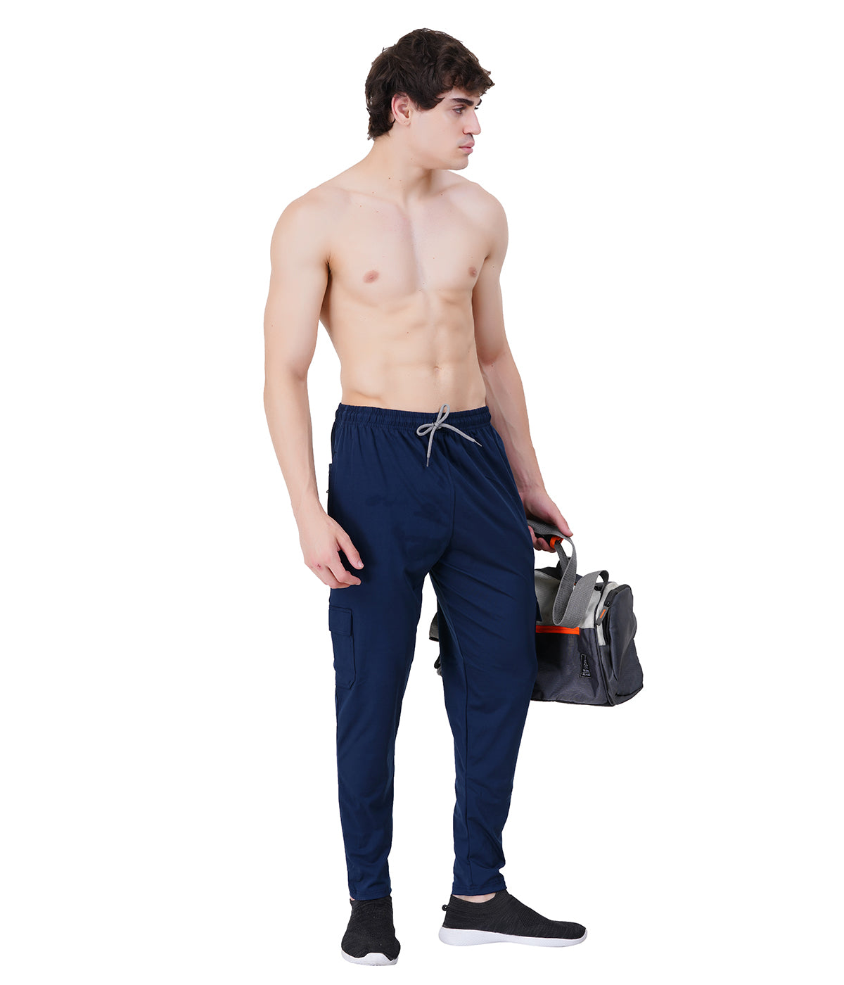 Men’s Micro-Lycra 5-Pocket Cargo Track Pants- NAVY