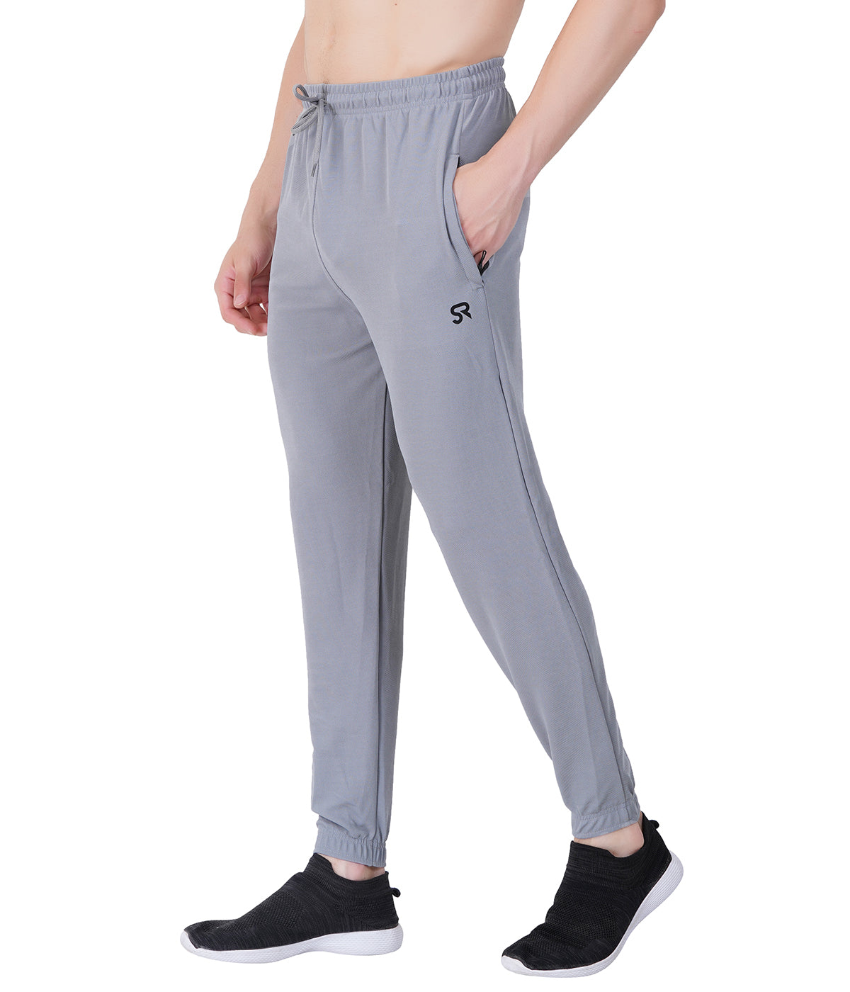 Self-Design Lycra Track Pants with Cuffs"HUNK"- LIGHT GREY