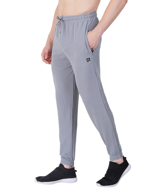 Self-Design Lycra Track Pants with Cuffs"HUNK"- LIGHT GREY