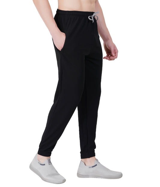 Self-Design Lycra Track Pants with Cuffs"HUNK"- BLACK