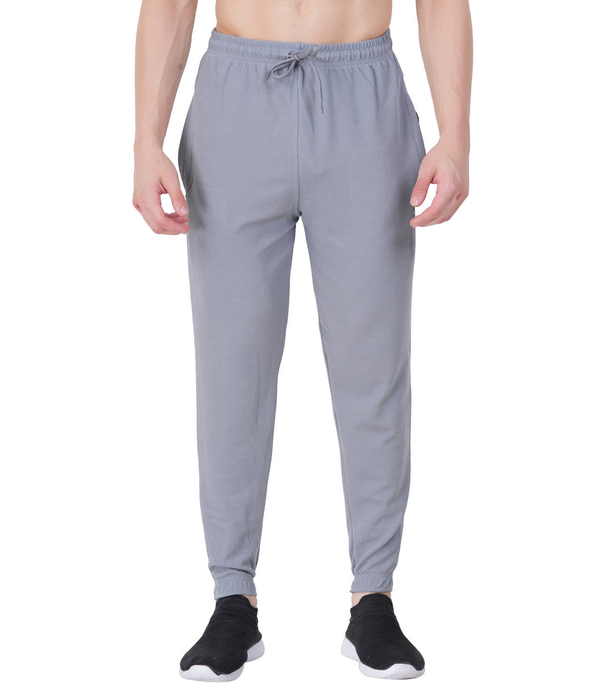 Self-Design Lycra Track Pants with Cuffs"HUNK"- LIGHT GREY