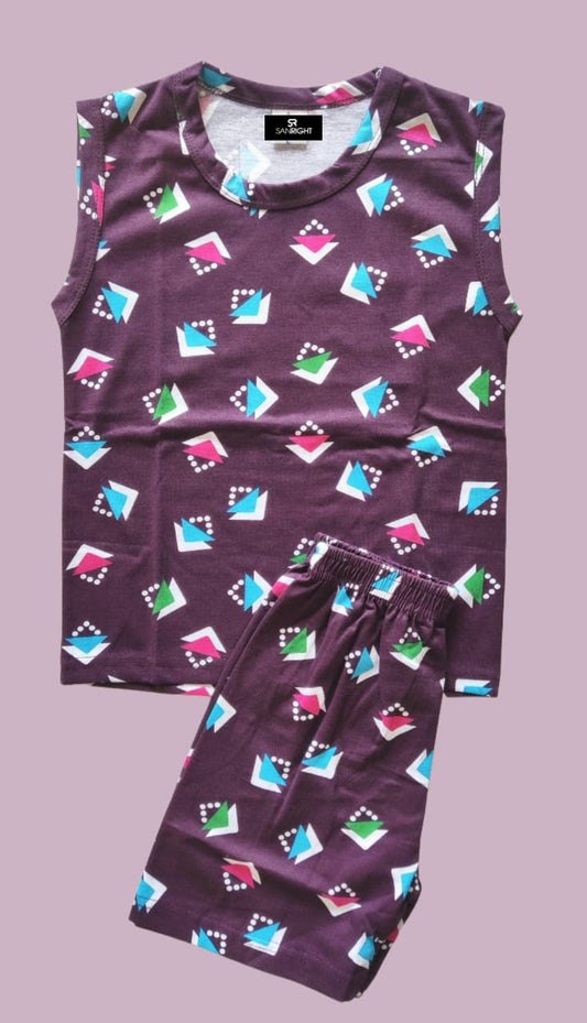 KIDS SLEEVLESS SET (BROWN PLAY BUTTON) - sanright