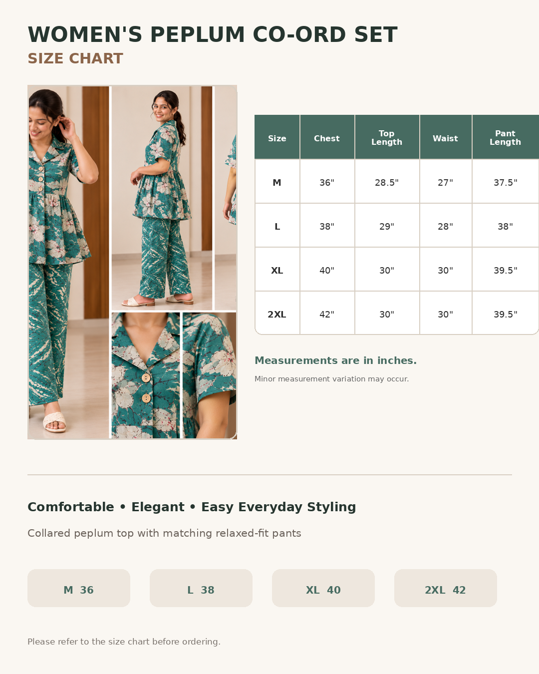 Women's Pure Cotton Collared Peplum & Palazzo Co-ord Set (Mustard Ochre)