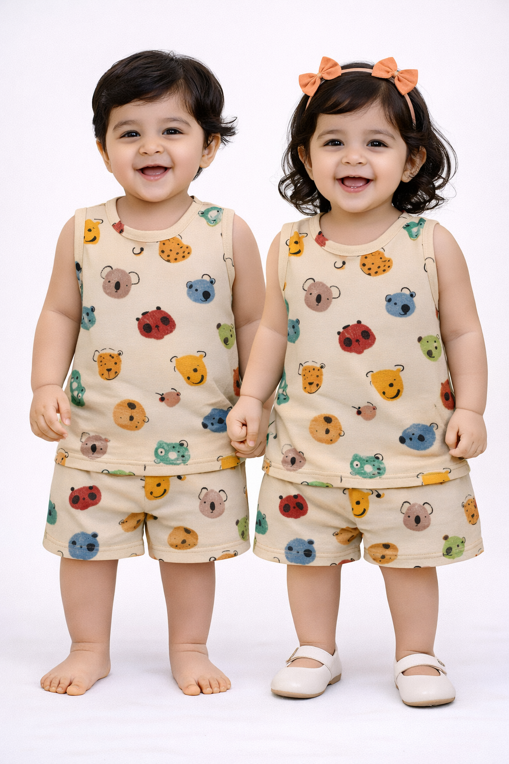 Cotton Sleeveless Shorts Sets (Colorful Faces)
