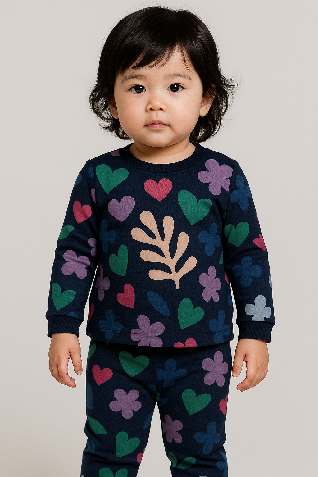 Kids’ Loungewear Winter set (Multi Hearts)(2-5 Yrs)