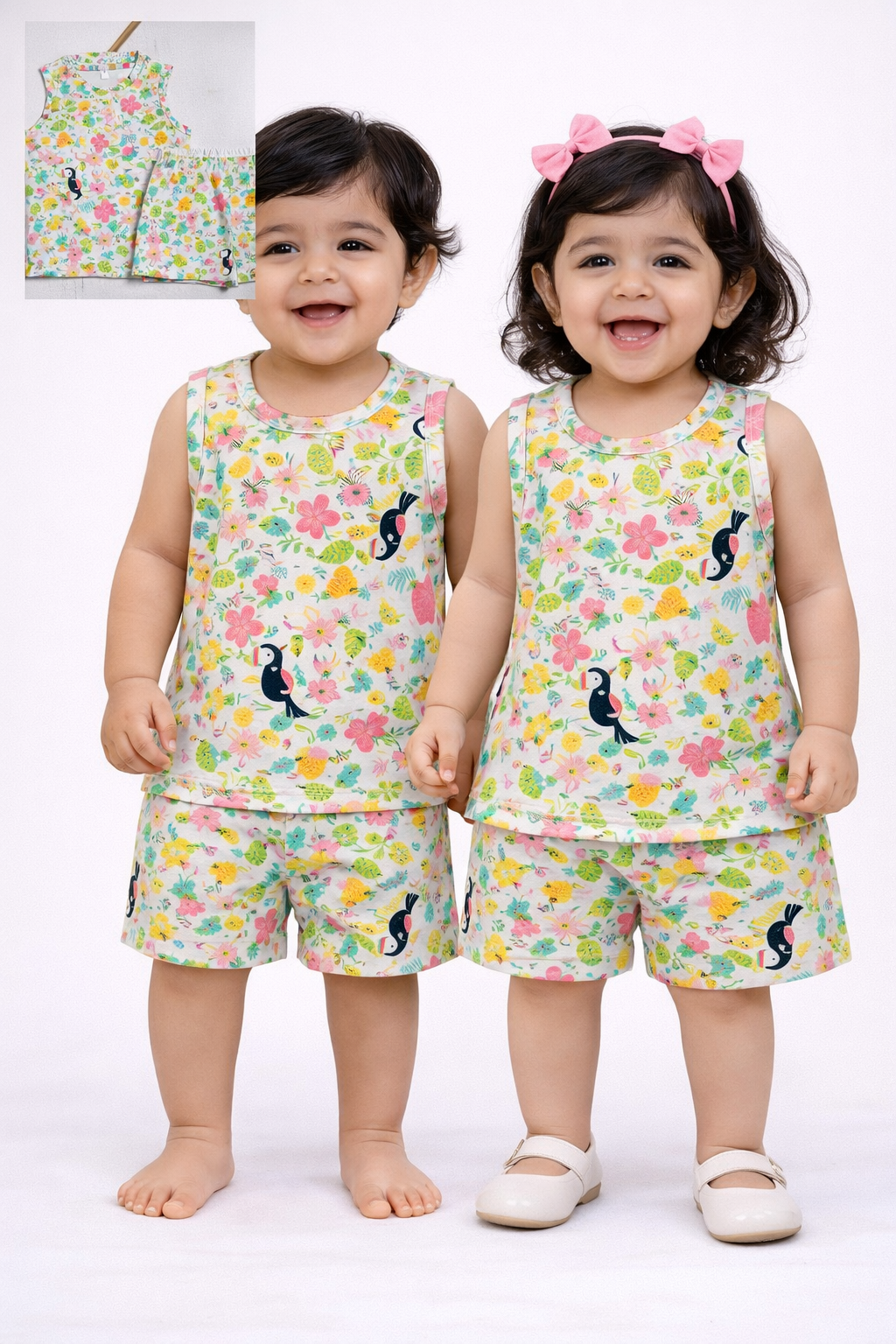 Cotton Sleeveless Shorts Sets (Pleasant Jungle)