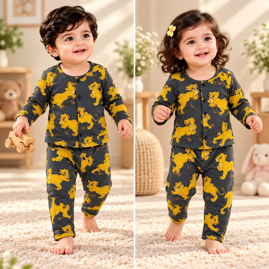 Kid's Front Open Lounge Wear Sets (Simba) (F005)