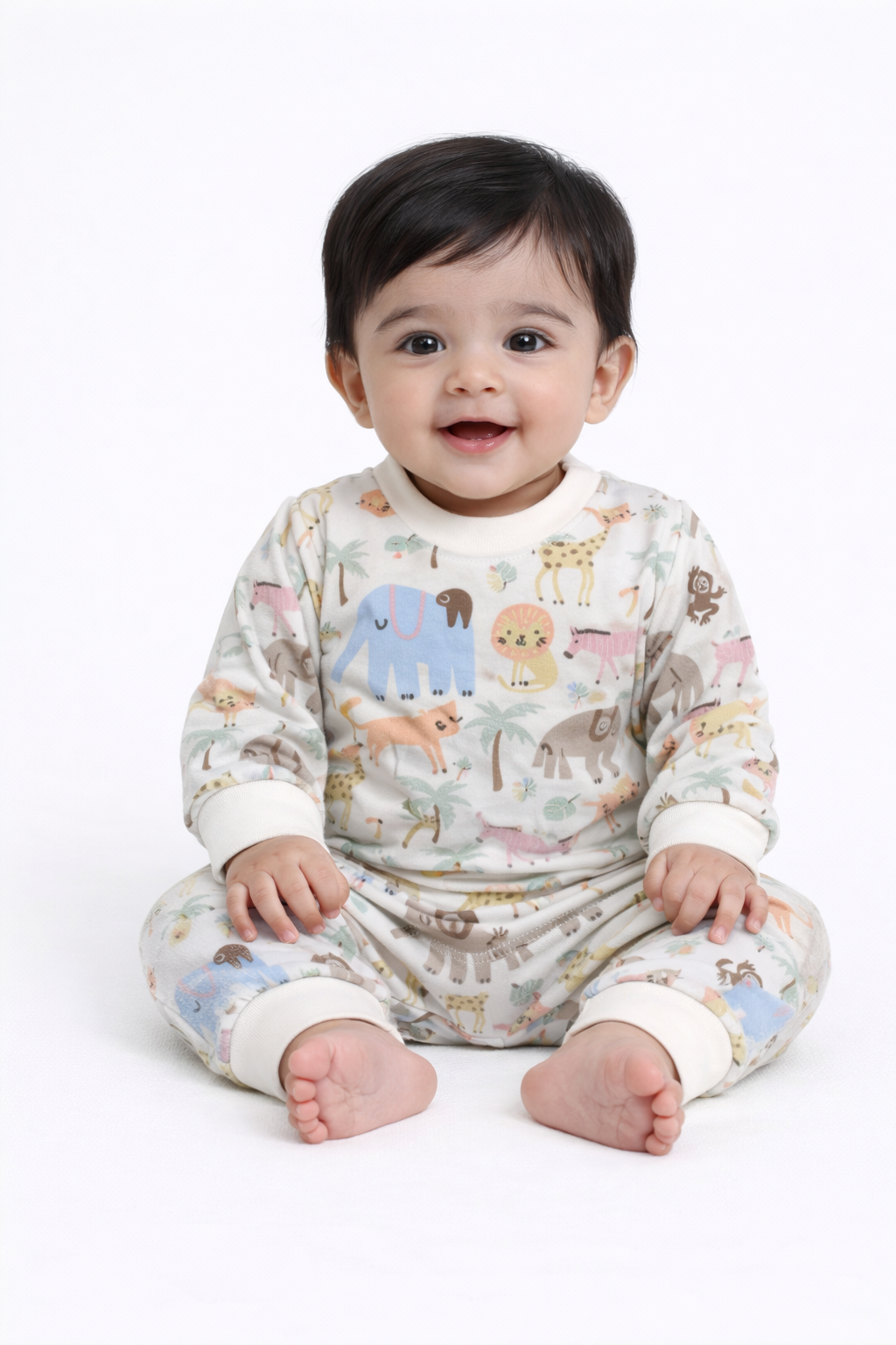Premium Full sleeves Cotton Tshirt with Pant (Cute Animal Safari)