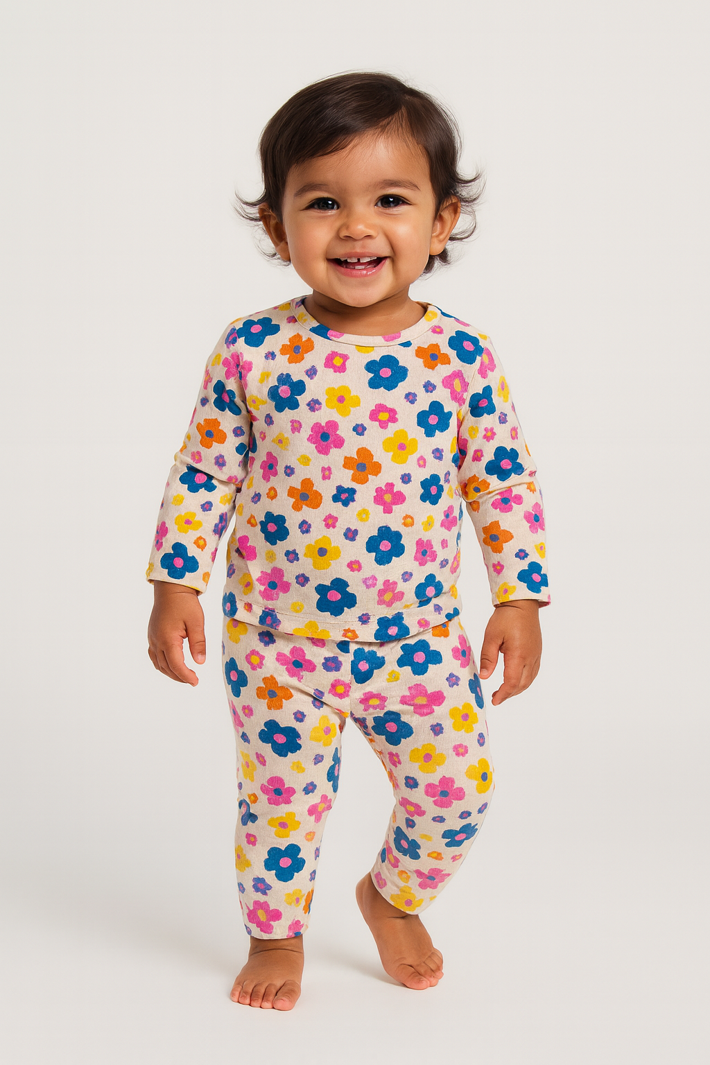 Premium Full sleeves Ribbed Tshirt with Pant (Multicolored BLOOMS)