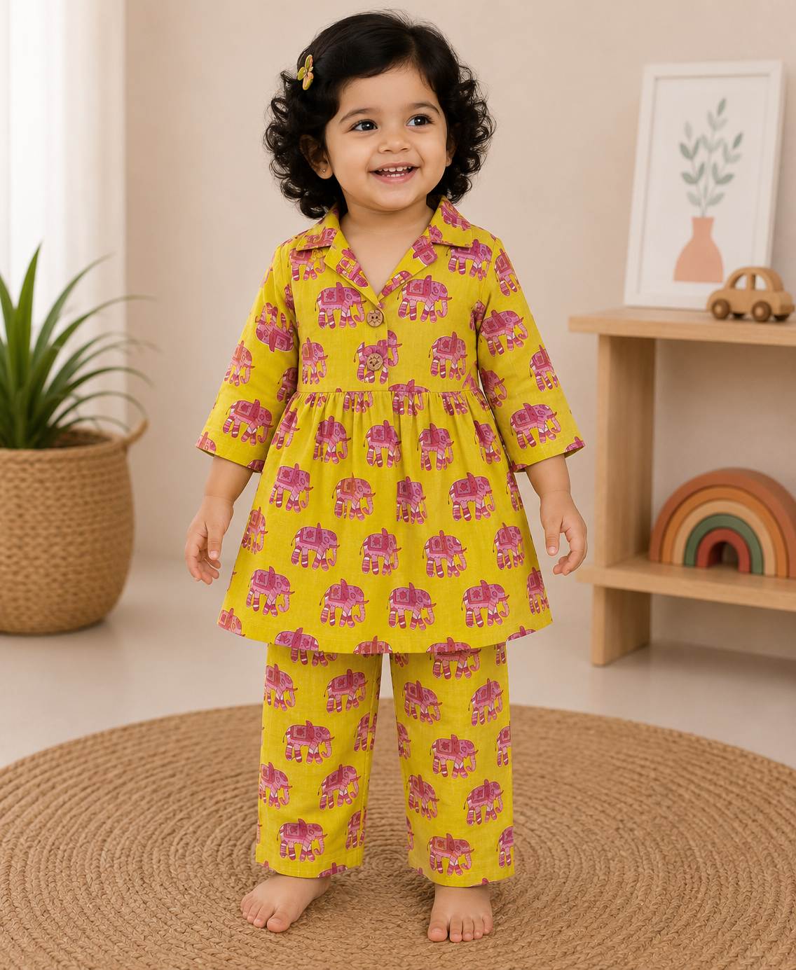 Girls Casual Cotton Printed Peplum Top & Pant Co-ord Set (0-11 Yrs) (C020)