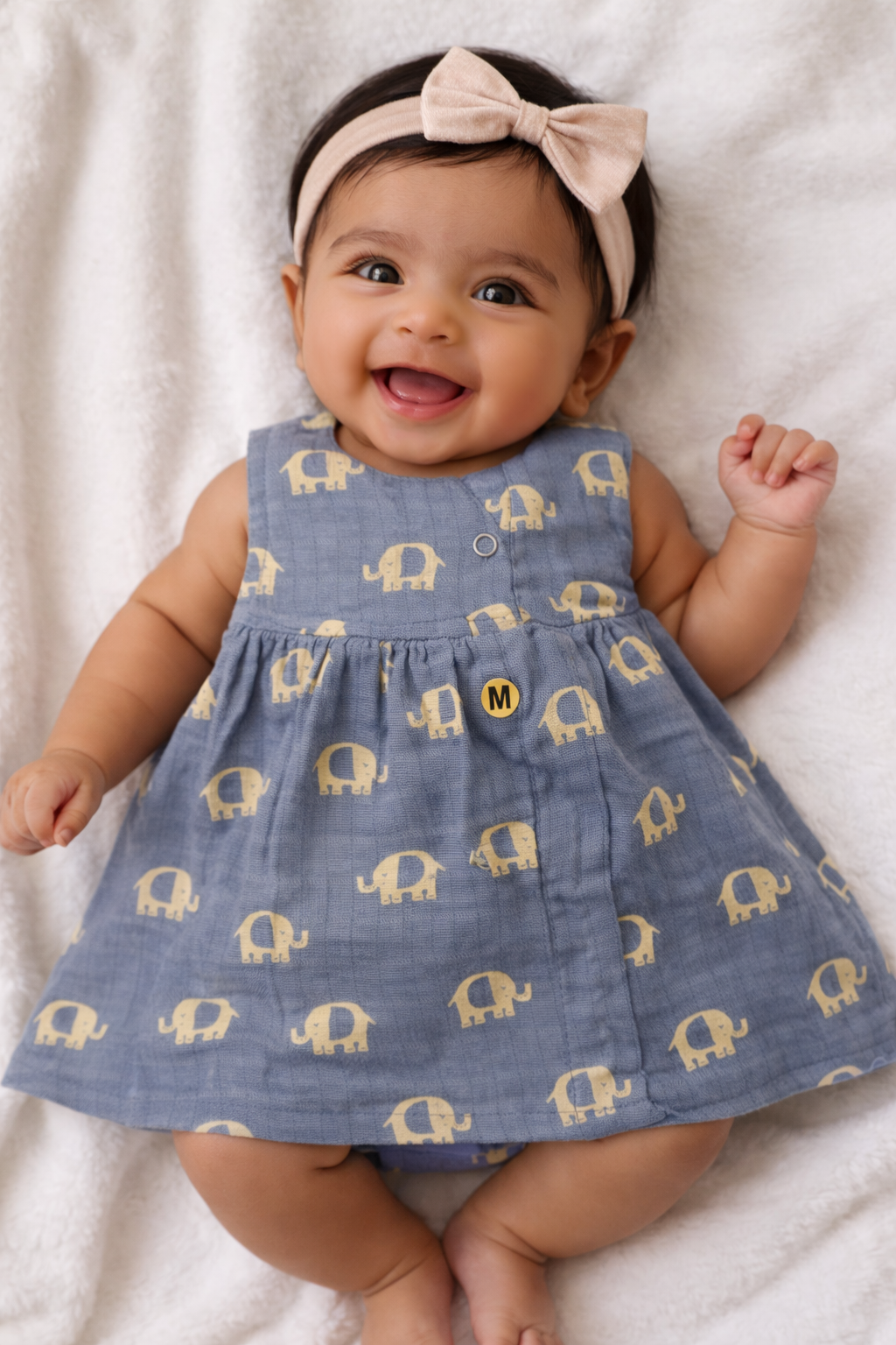 Infant Muslin  Frocks (Grey Elephants)