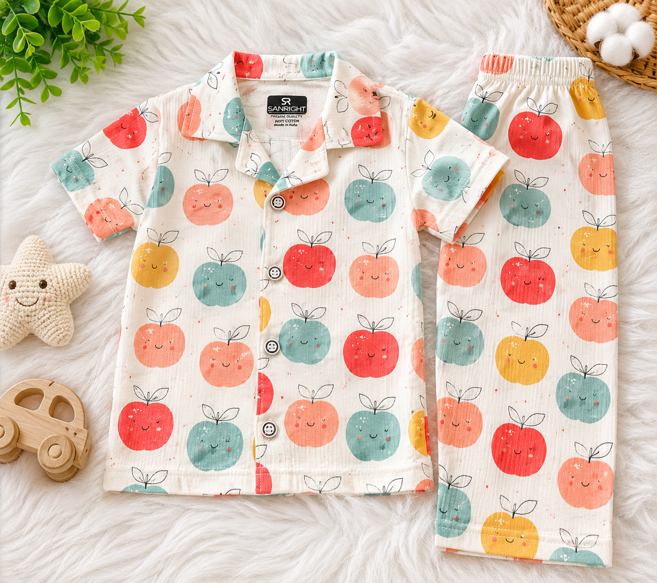 Premium Ribbed Collar Sets (Colorful Apples)