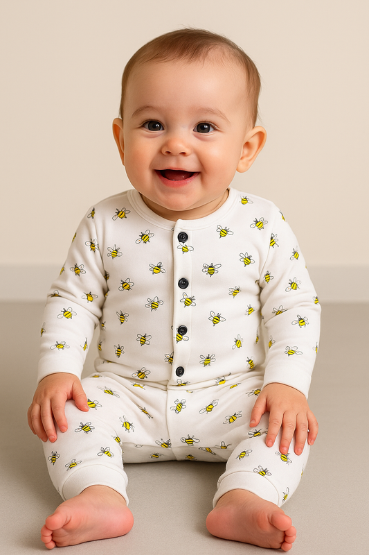 Premium Full sleeves Front Open Tshirt with Pant(Buzzy Bee)(0-24 Months)