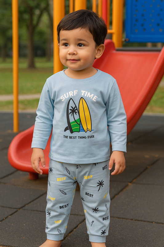 Premium Full sleeves Tshirt with Pant (Blue Surf) (Yr)