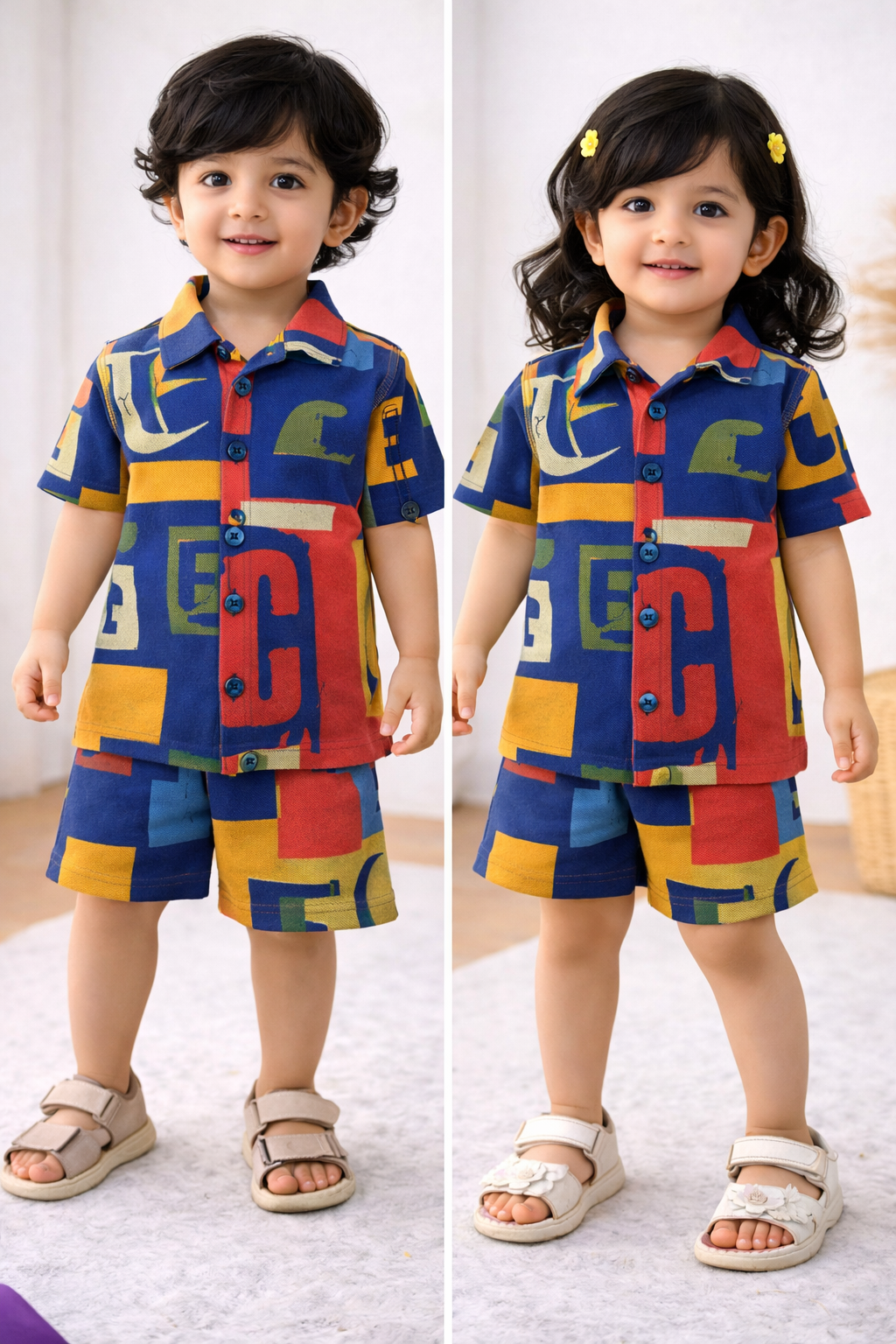 POLO Front open Tshirt with Shorts Sets (Let's Learn Alphabet)