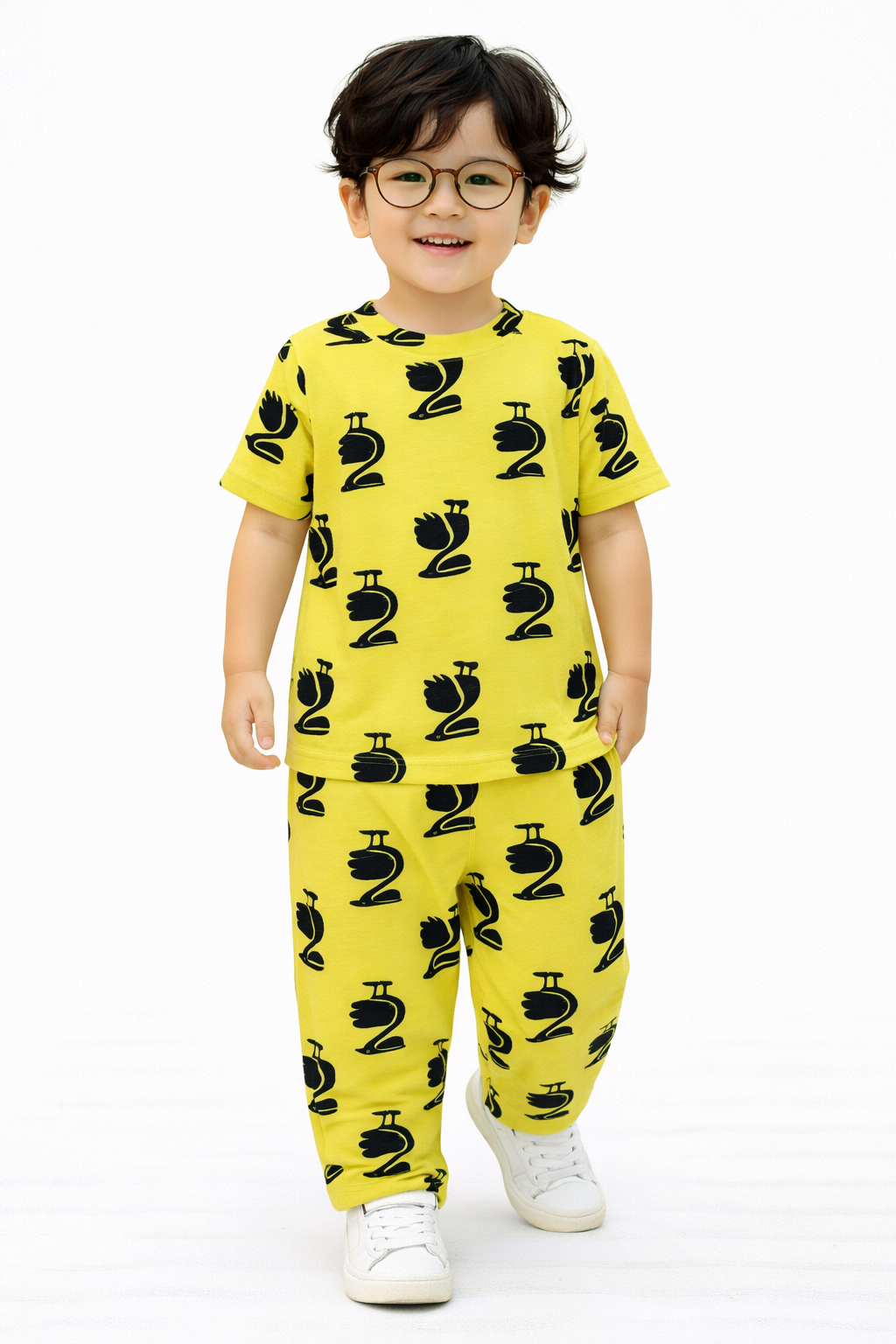 Premium Cotton Half sleeves Tshirt with Pant (Yellow Bird)