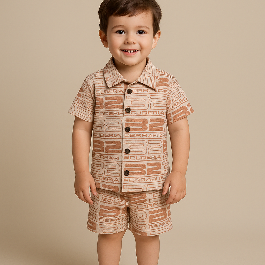 Shorts Sleeves Collared Tshirt with Shorts Sets (FERRARI)