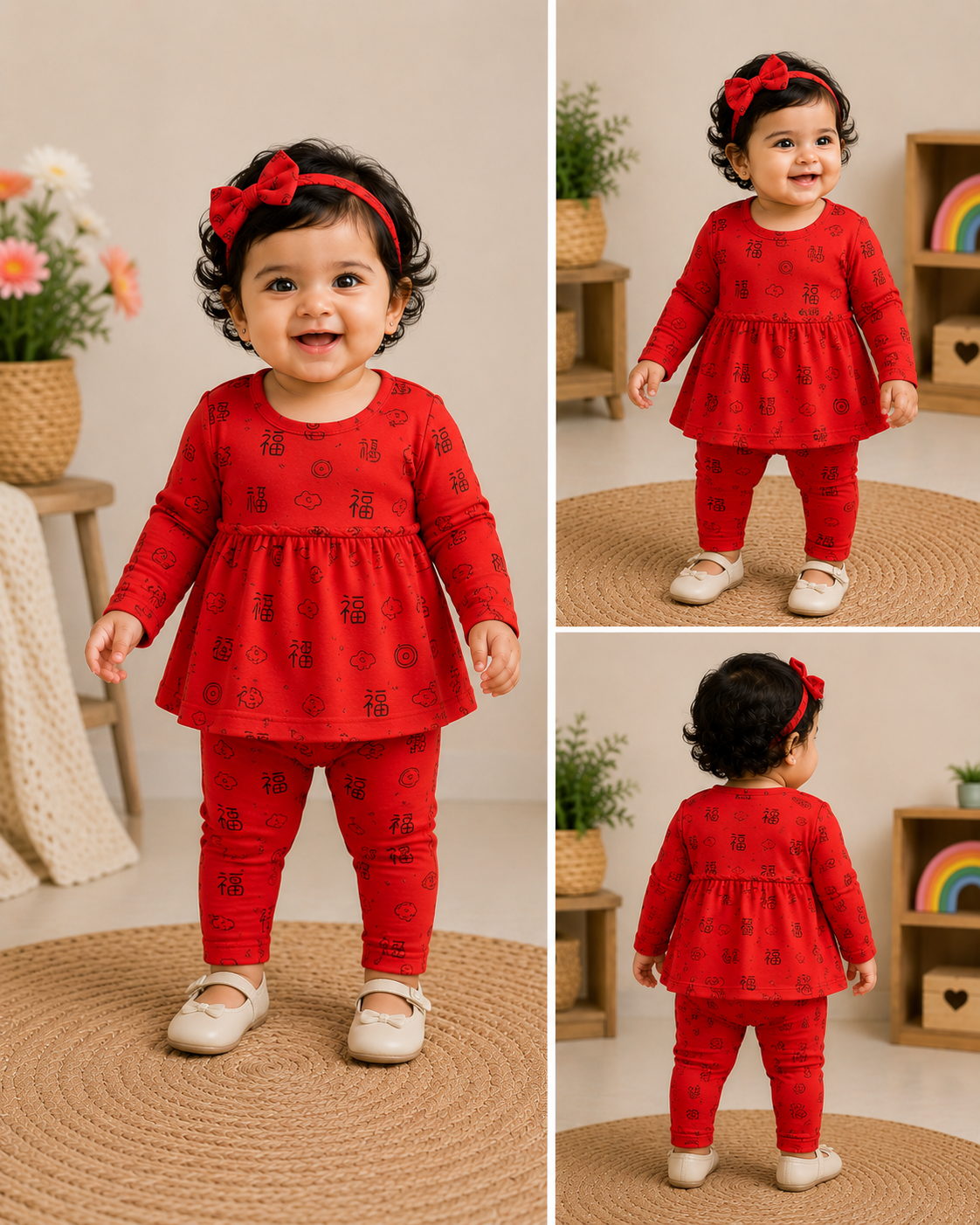 Full Sleeves Frocks Sets ( Red Shape)