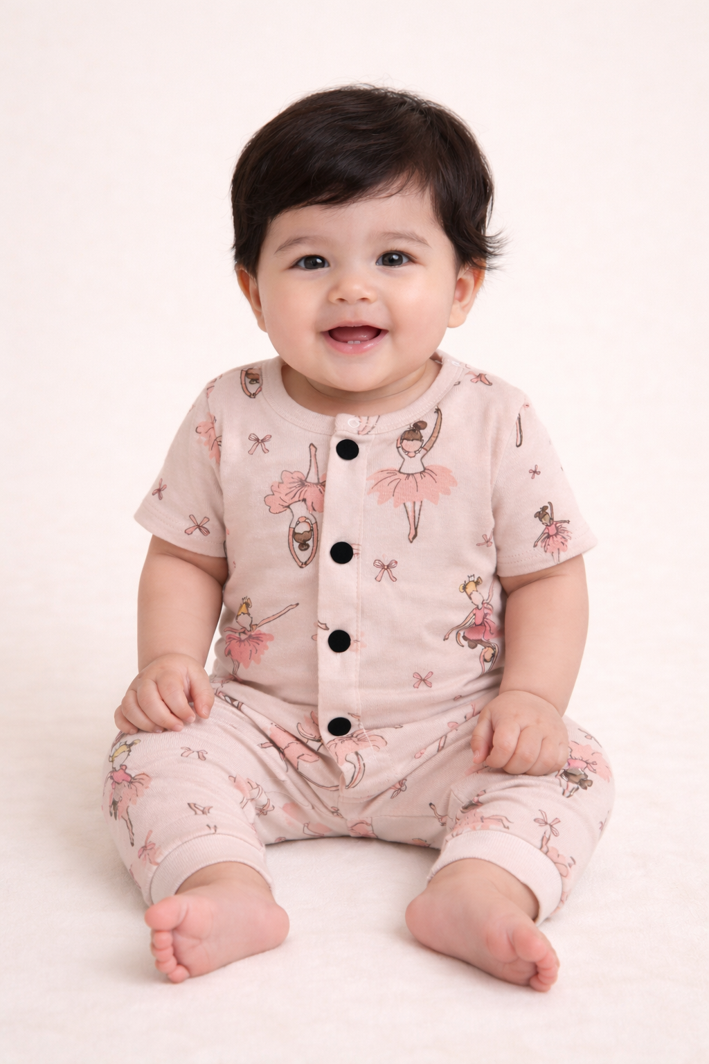 Front Open Half sleeves Cotton Tshirt with Pant (Ballet)