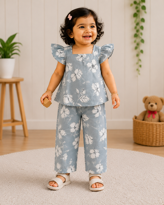 Girls Casual Cotton Printed Top & Pant Co-ord Set (0-11 Yrs) (C007) - Airport Sets