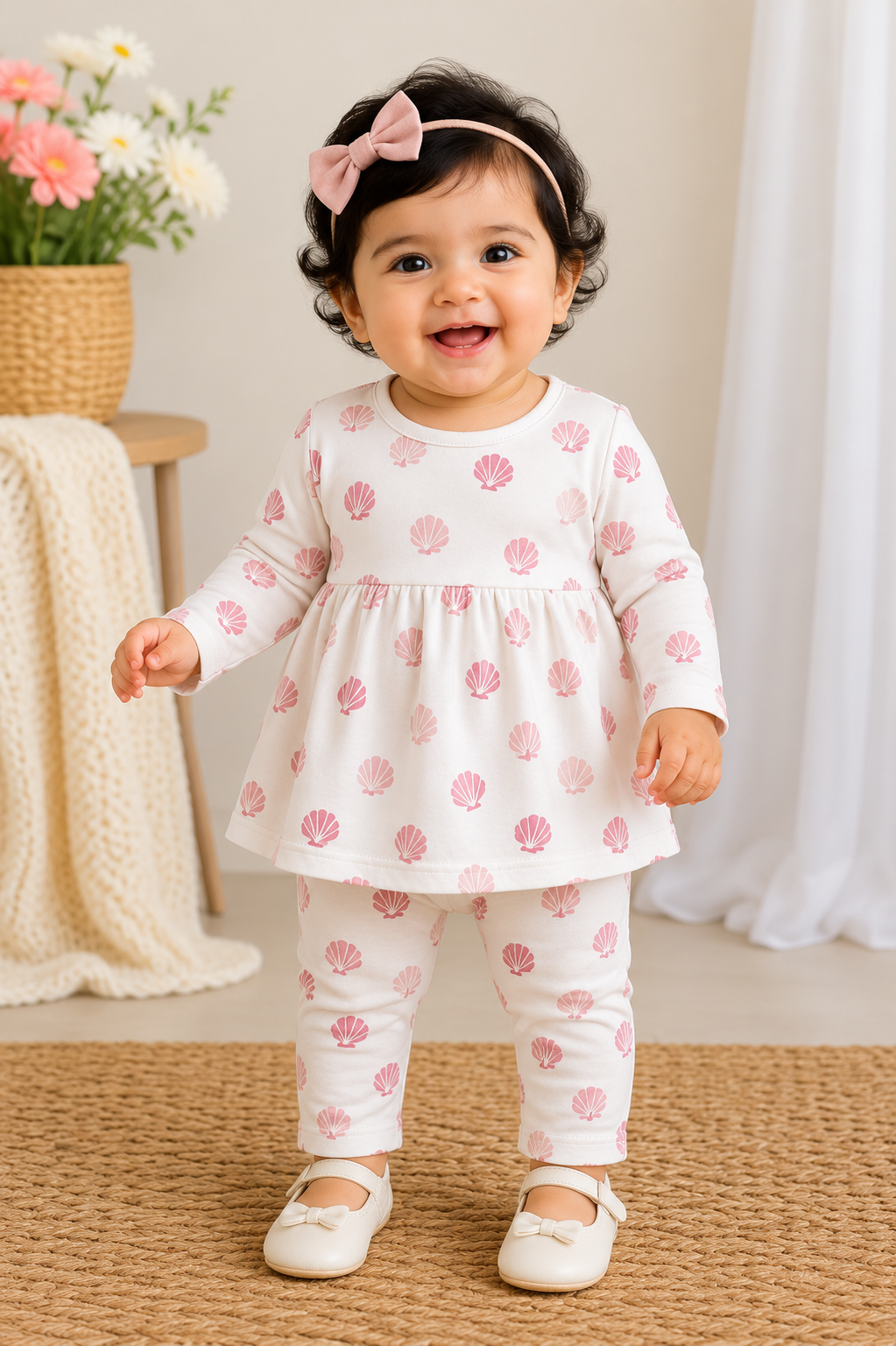 Full Sleeves Frocks Sets ( Link Pink Parachute)