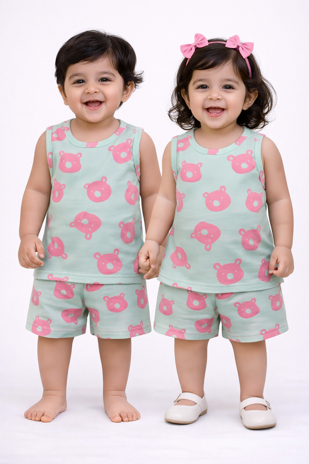 Cotton Sleeveless Shorts Sets (Blue Bear)