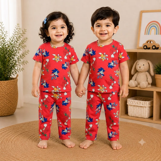 Premium Cotton Half sleeves Tshirt with Pant (Red Dancing Girl)
