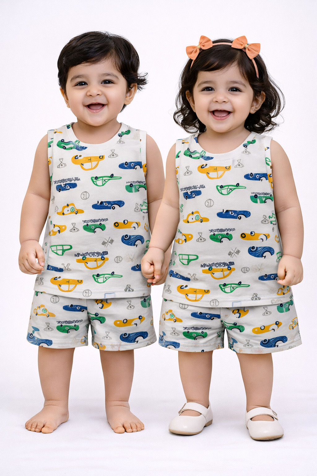 Cotton Sleeveless Shorts Sets (Cars oh Cars)
