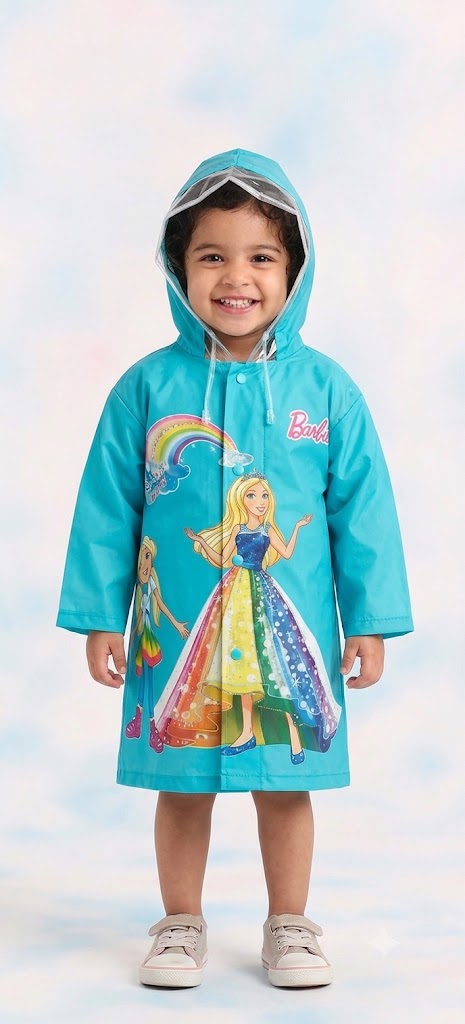 Mustard Avenger Kids' Raincoat  (Blue - Barbie) (3-4 Yrs)