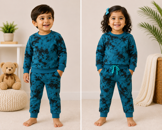 Premium Winter Full Sleeves T-Shirt with Pant (Blue Black)