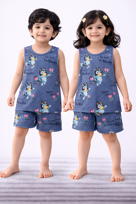 Cotton Sleeveless Shorts Sets (Real Life Bluey)