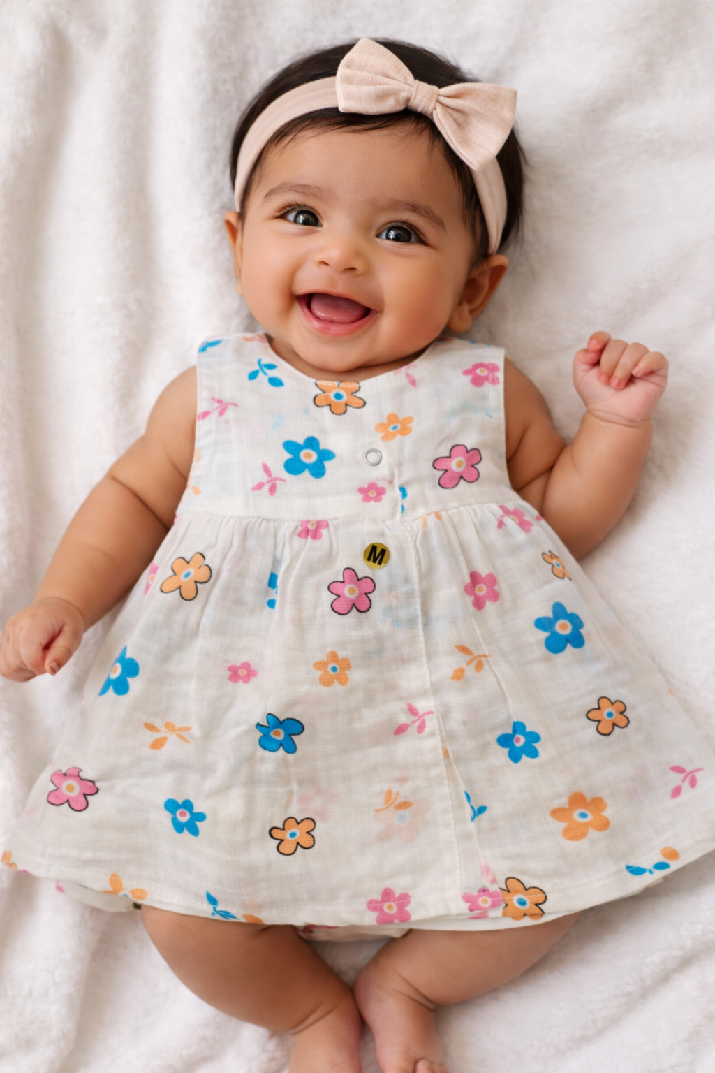 Infant Muslin Frocks (White Flower)