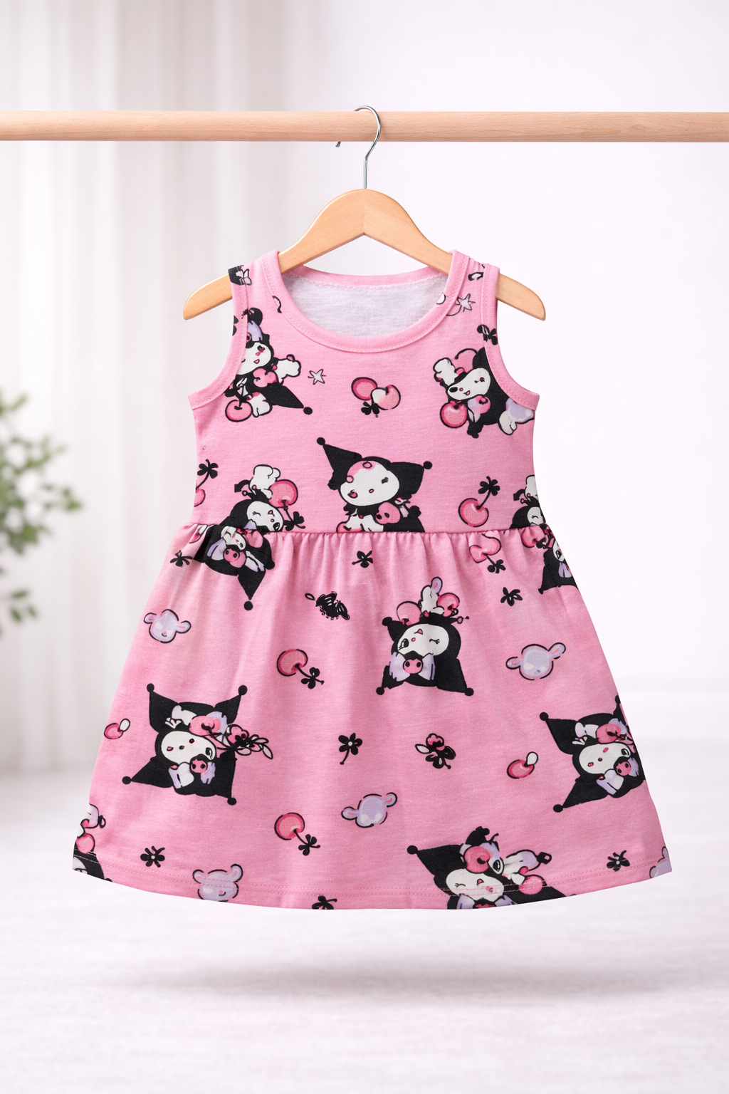 Sleeveless Cotton Frocks ( Pink Small Tomato)