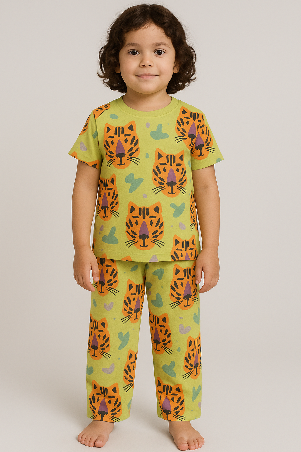 Premium Shorts sleeves Tshirt with Pant (Tiger Roar)(5-7 Yrs)