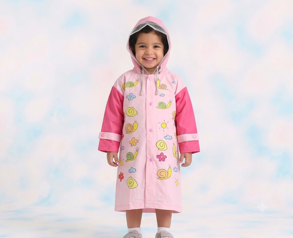 Mustard Avenger Kids' Raincoat  (Pink Snail ) (5-6 Yrs)