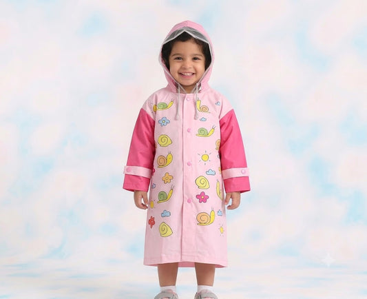 Mustard Avenger Kids' Raincoat  (Pink Snail ) (5-6 Yrs)
